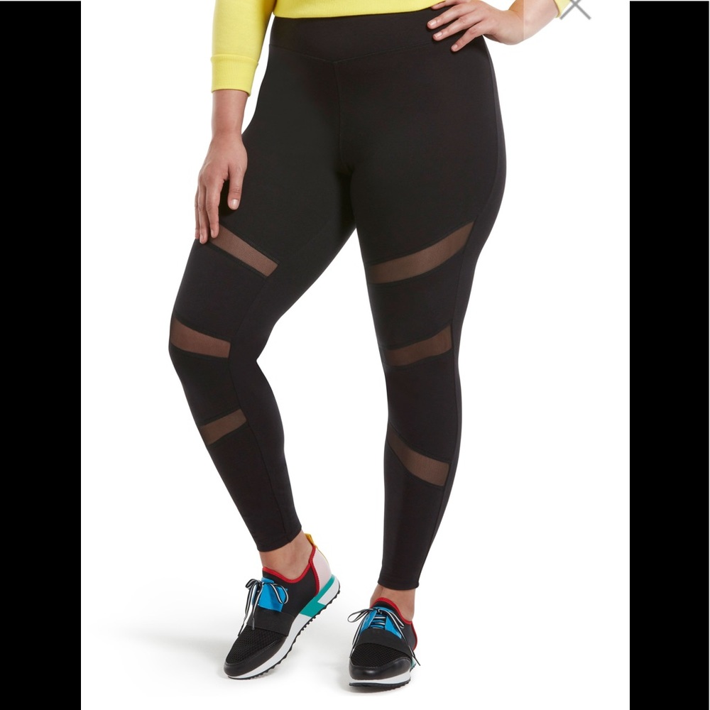 HUE Mesh Insert Cotton Leggings NWT Sz 1x